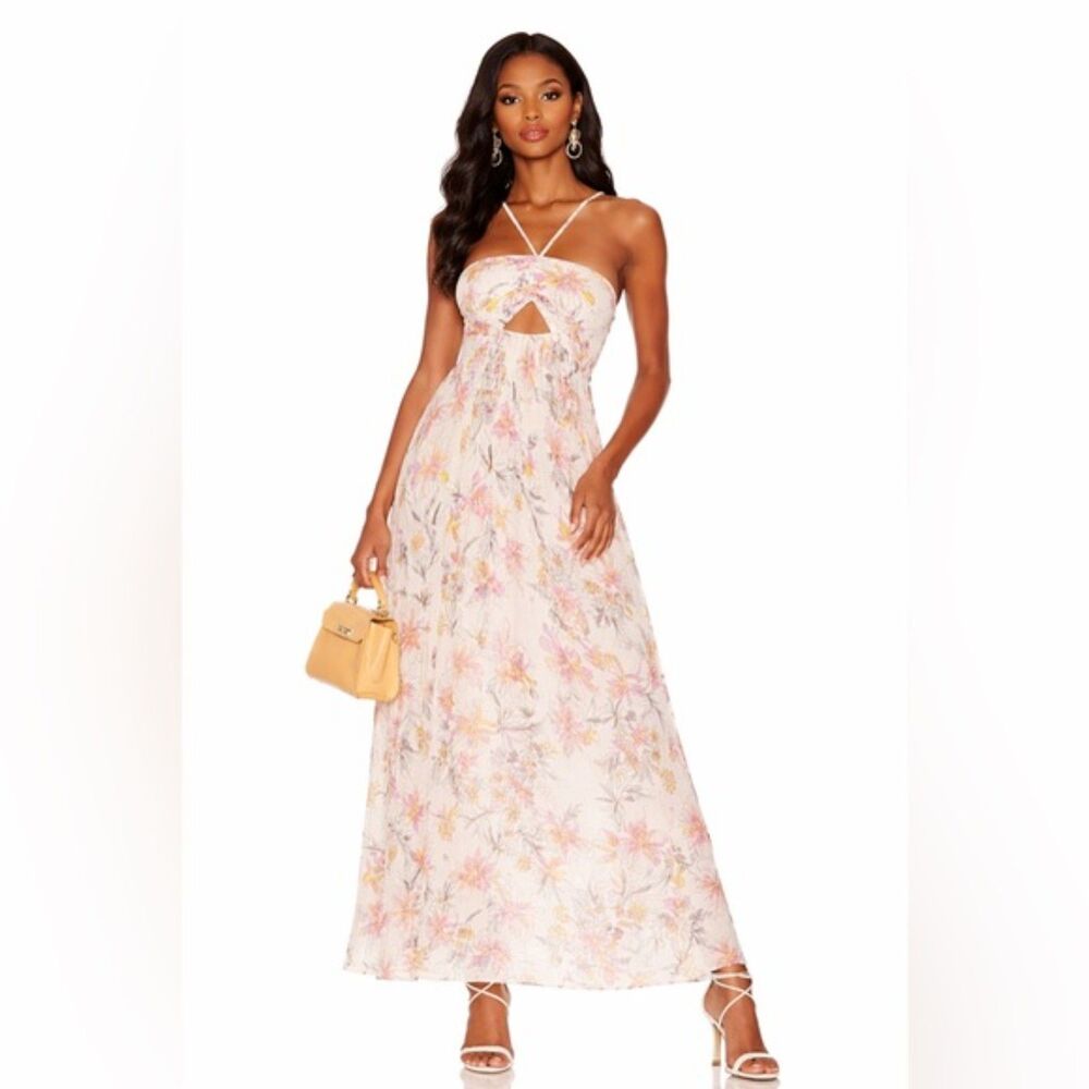 Free People One Step Ahead Pebble Cream Combo Floral Maxi Slip Maxi Dress Small